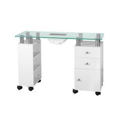 Scrivania in vetro 013B con assorbitore AM-8A bianco