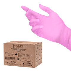 All4med guanti diagnostici monouso in nitrile rosa M 10 x100 pz. 
