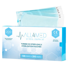 All4med sacchetti per sterilizzazione in autoclave 135 mm x 250 mm 200 pz.