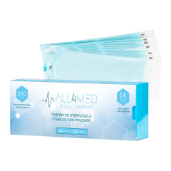 All4med sacchetti per sterilizzazione in autoclave 90 mm x 230 mm 200 pz.