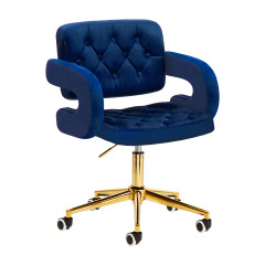 4Rico sedia girevole QS-OF213G velluto blu navy