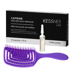 Set di spazzole flessibili per capelli O-327 viola e fiale di caffeina Kessner Lab 
