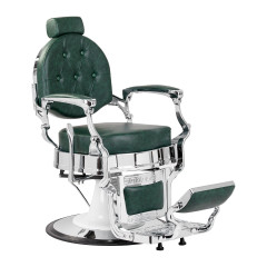 Sedia da barbiere Gabbiano President Verde con struttura cromata