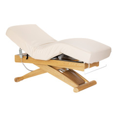 Lettino SPA Sillon Siesta color crema con base marrone chiaro