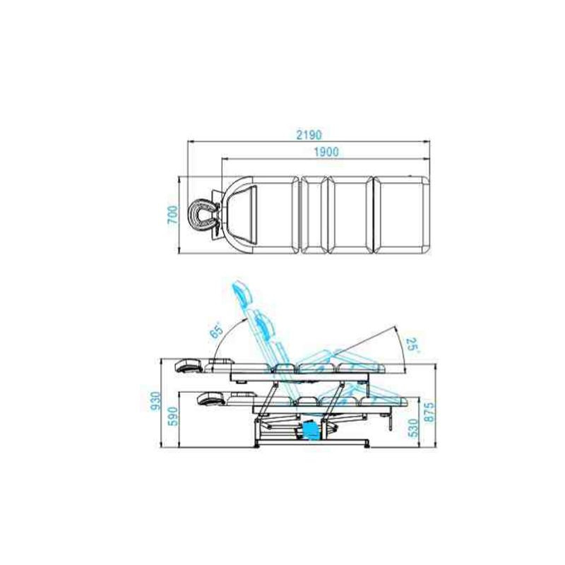 Lettino da massaggio elettrico Azzurro 693A 1 motore bianco main product photo