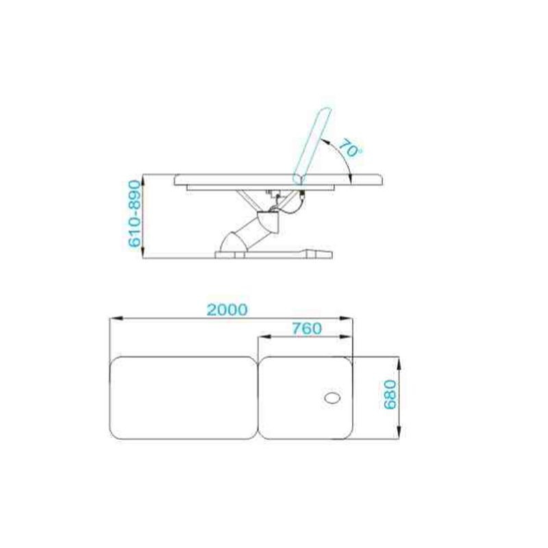 Lettino elettrico massaggiante Azzurro 808 2 motori bianco main product photo