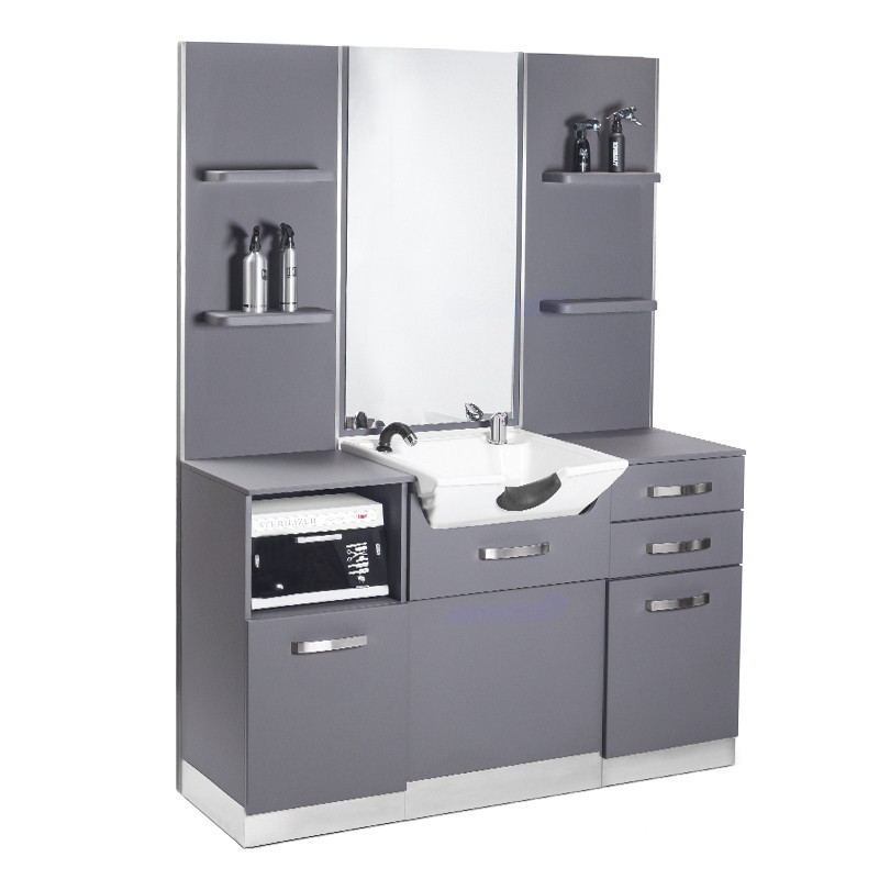 Consolle per parrucchieri Gabbiano con lavabo B085 grigio main product photo