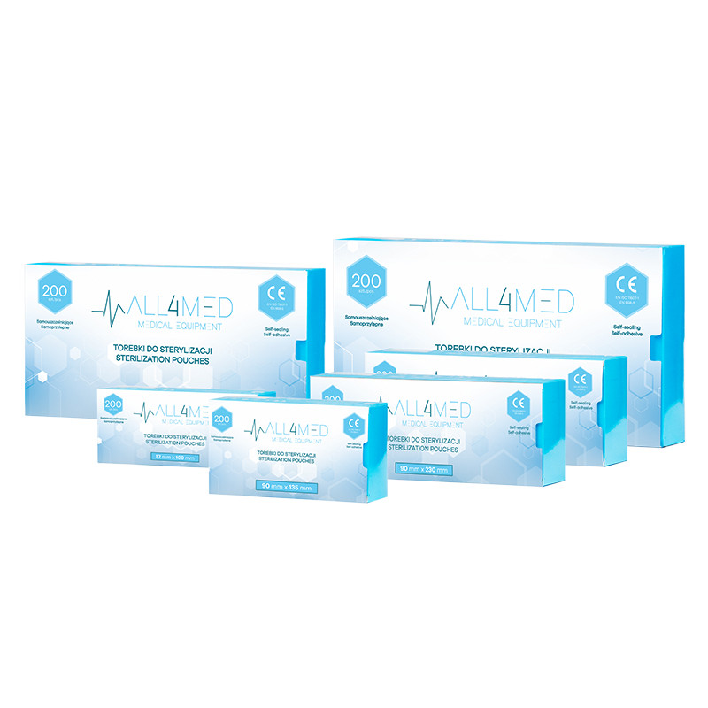 All4med sacchetti per sterilizzazione in autoclave 90 mm x 230 mm 200 pz. main product photo