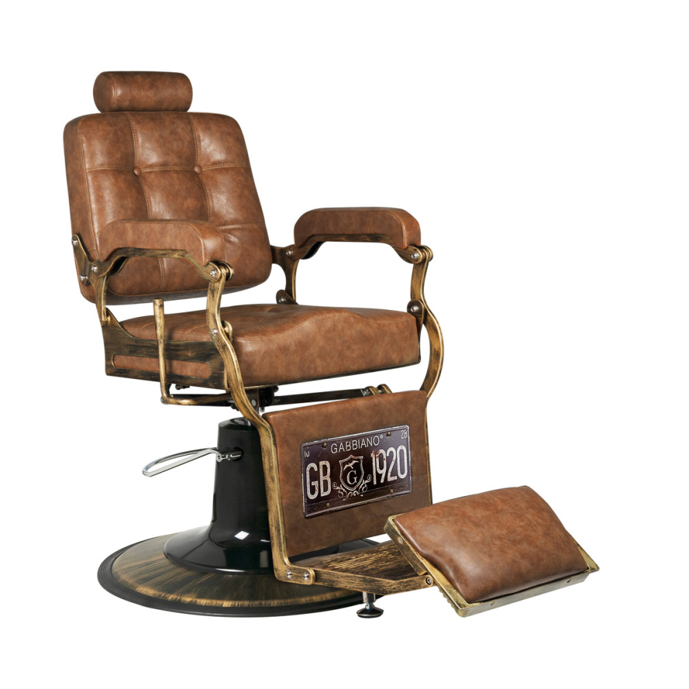 Sedia da barbiere Gabbiano Boss Old Leather marrone chiaro main product photo