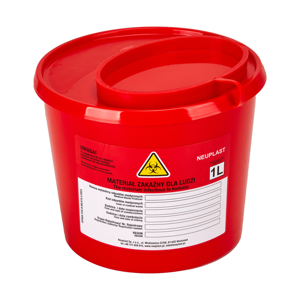 Contenitore per rifiuti sanitari 1 L rosso main product photo