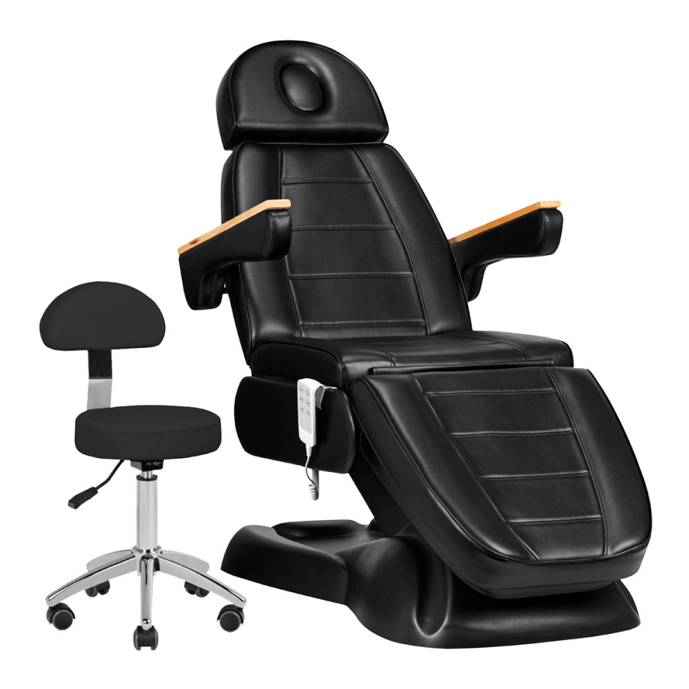 SILLON Lux 273b sedia cosmetica elettrica + sgabello 304 nero main product photo