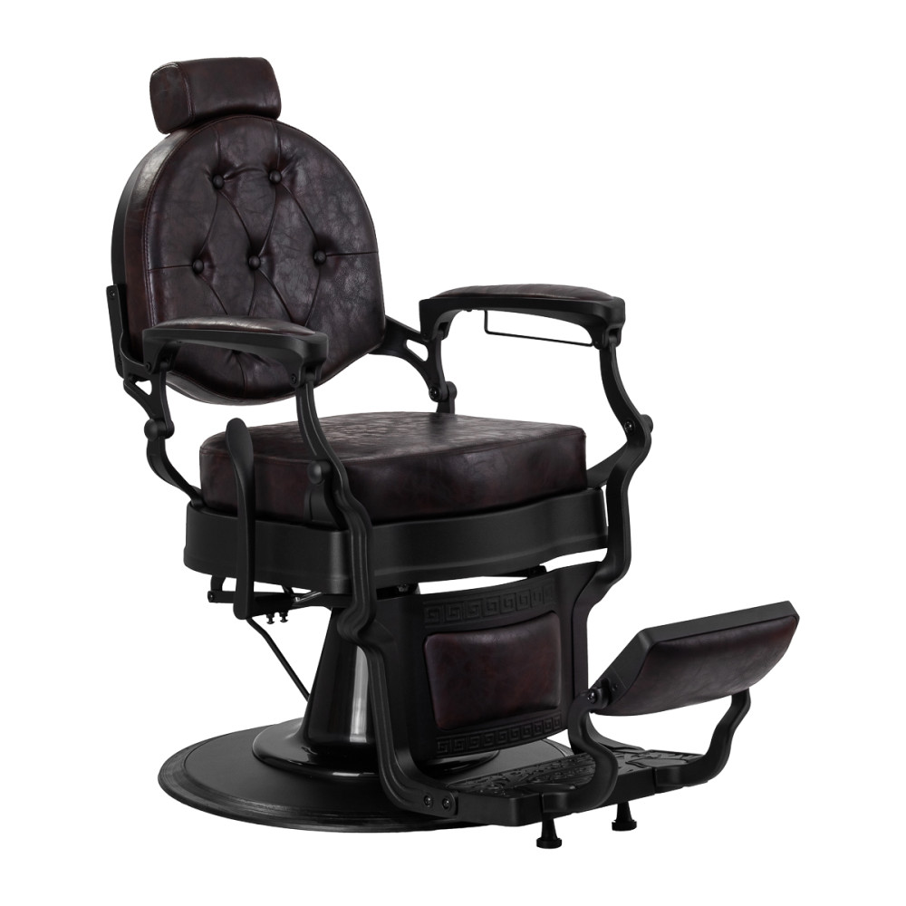 Sedia da barbiere Gabbiano President marrone con struttura nera main product photo
