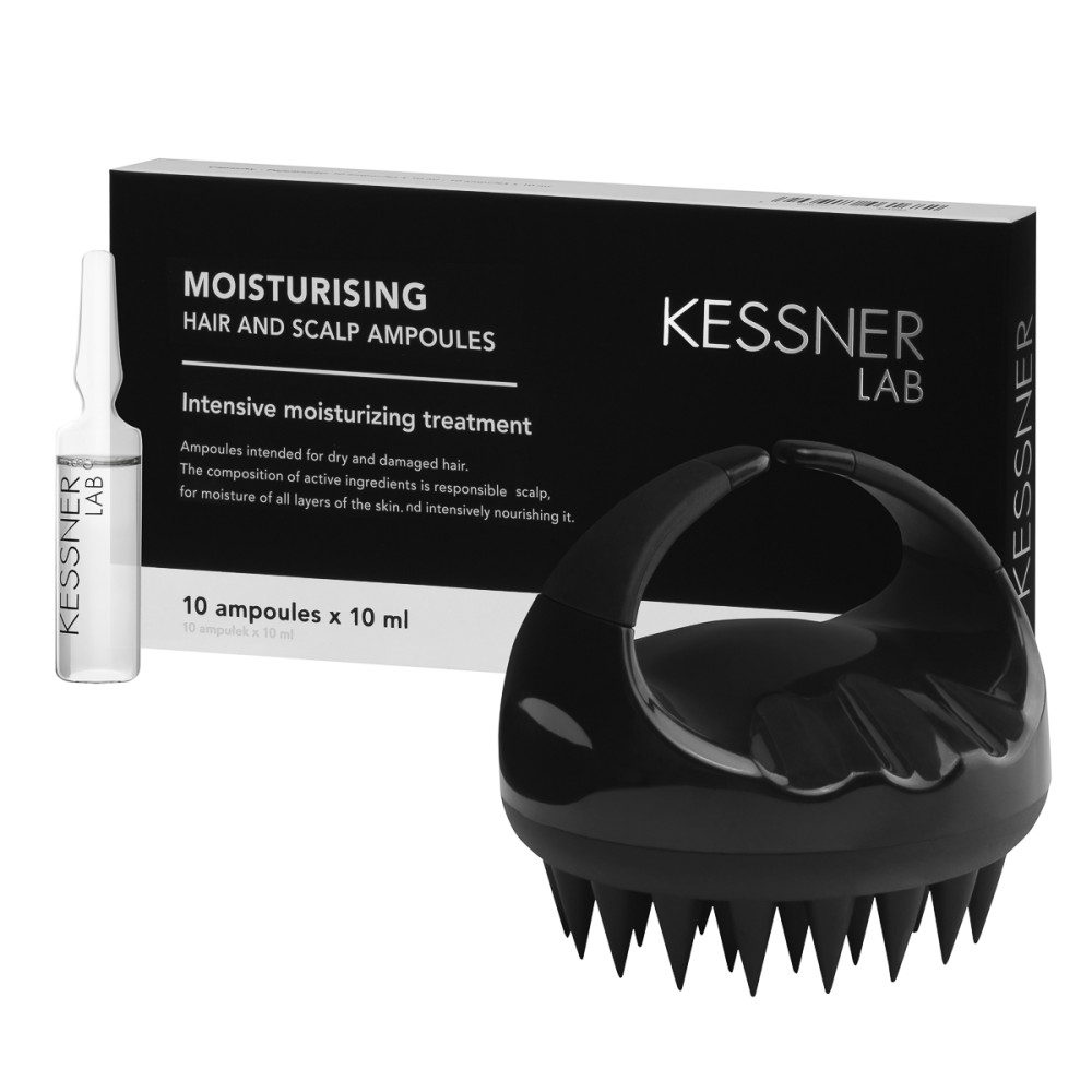 Spazzola per massaggio alla testa Premium e set di fiale idratanti Kessner Lab main product photo