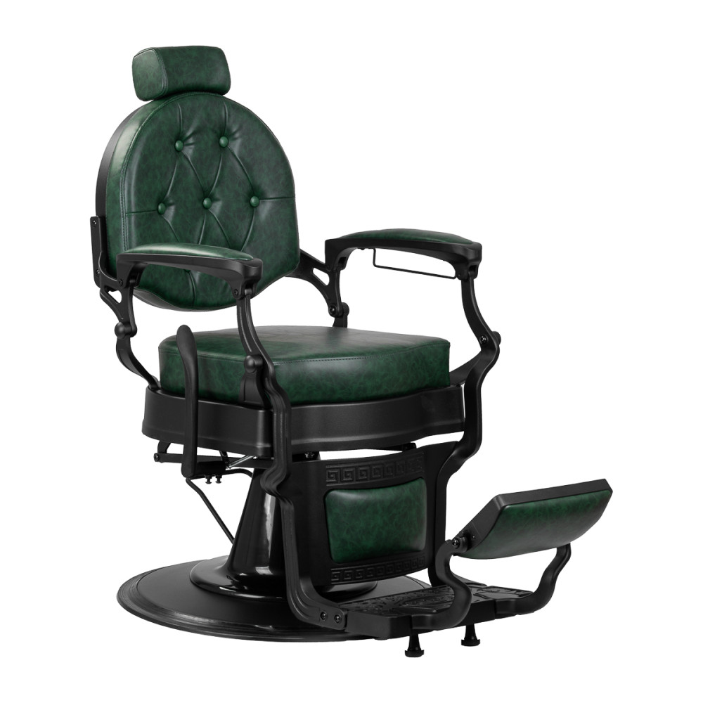 Sedia da barbiere Gabbiano President verde con struttura nera main product photo