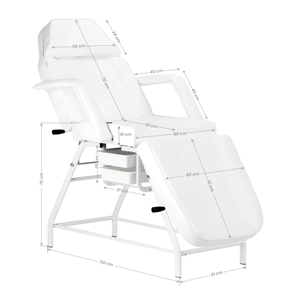 Poltrona cosmetica 557A con vassoi bianchi