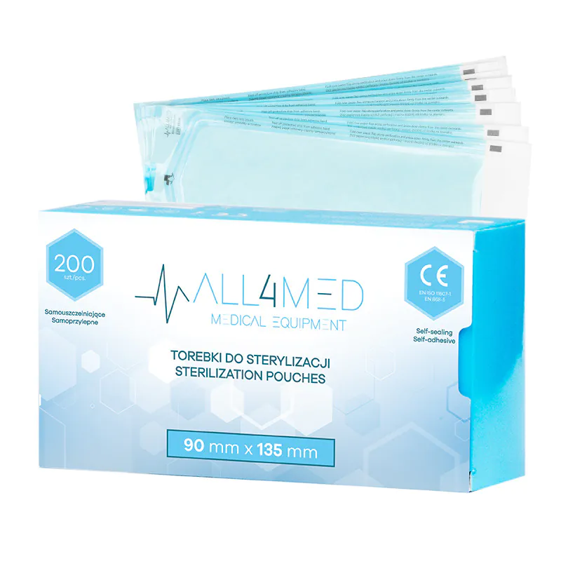 All4med sacchetti per sterilizzazione in autoclave 90 mm x 135 mm 200 pz.