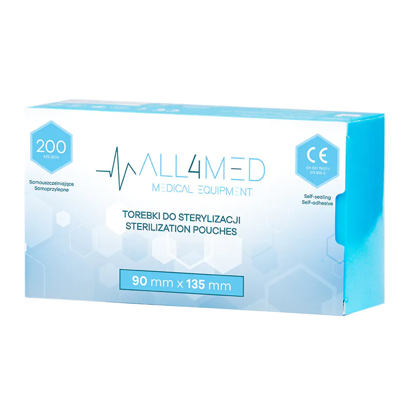 All4med sacchetti per sterilizzazione in autoclave 90 mm x 135 mm 200 pz.