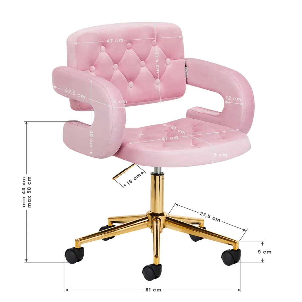 4Rico sedia girevole QS-OF213G velluto rosa